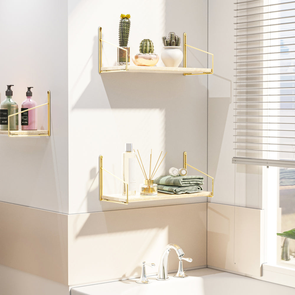 Wandregal Muurame 40x14x17 cm Goldfarben [en.casa] - premiumXL