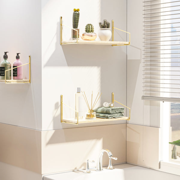 Muurame półka ścienna 40x14x17 cm kolor złoty [en.casa]