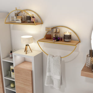 Półka ścienna Mynämäki 39x16x17 cm w kolorze złotym [en.casa]