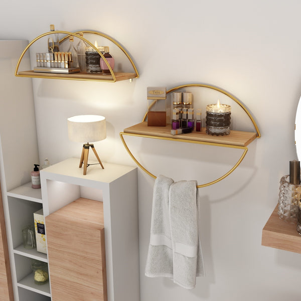 Półka ścienna Mynämäki 39x16x17 cm w kolorze złotym [en.casa]