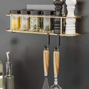 Stojak na przyprawy Naantali z 2 haczykami, kolor złoty [en.casa]