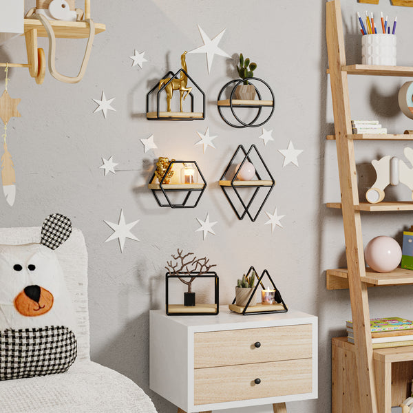 Zestaw półek ściennych Outokumpu zestaw 6 czarny/naturalny [en.casa]