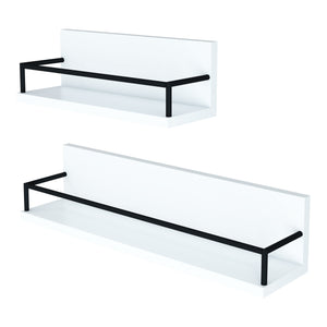 Półka ścienna Grue zestaw 2 biały/czarny [en.casa]