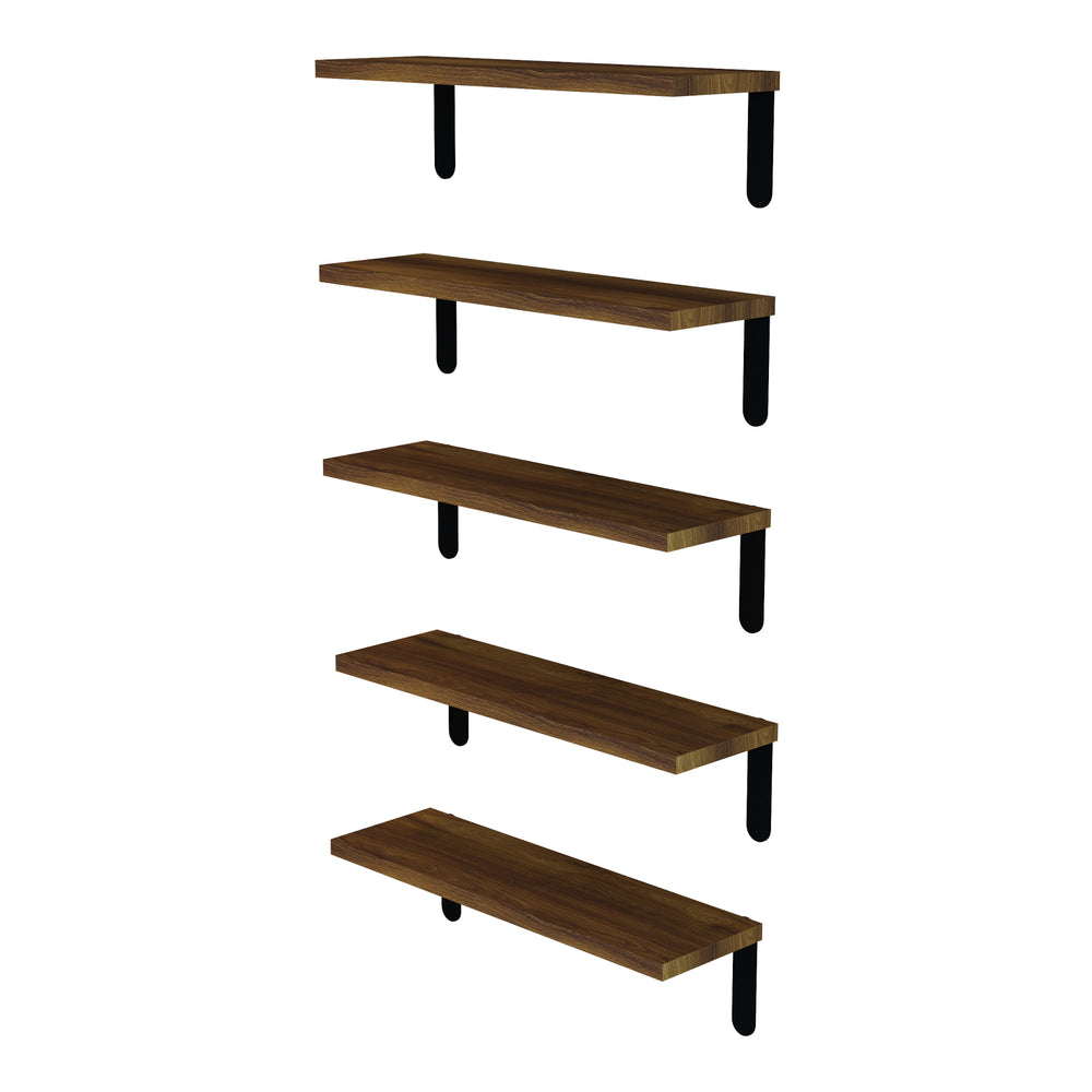 Półka ścienna Frogn zestaw 5 kolorów drewna/czarny [en.casa]
