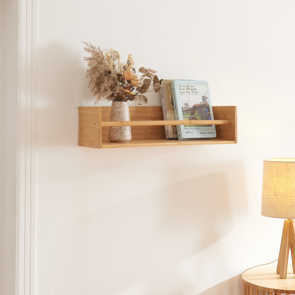 2 - in - 1 Wandregal Flå Bambus [en.casa] - premiumXL