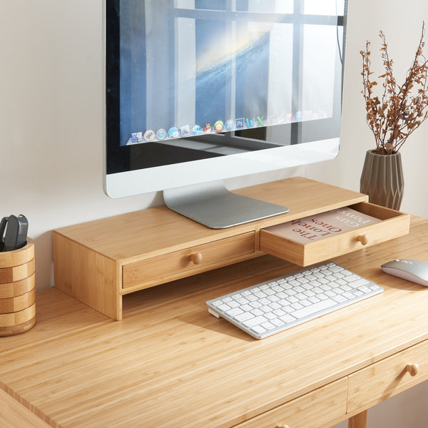 Stojak na monitor Hallstahammar 56x18x9,5 cm bambus [en.casa]