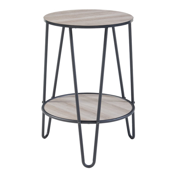 Stolik boczny Ylöjärvi z 2 półkami w kolorze czarnym/dębowym [en.casa]