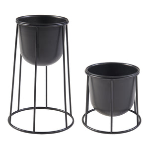 Stojak na rośliny Nesseby zestaw 2 metalowy czarny [en.casa]