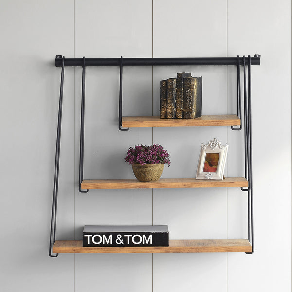 Półka ścienna Åmli 67x26x63cm Czarny/wygląd drewna [en.casa]