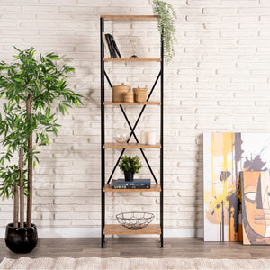 Półka stojąca Åre 180x50x30cm czarny/drewniany [en.casa]