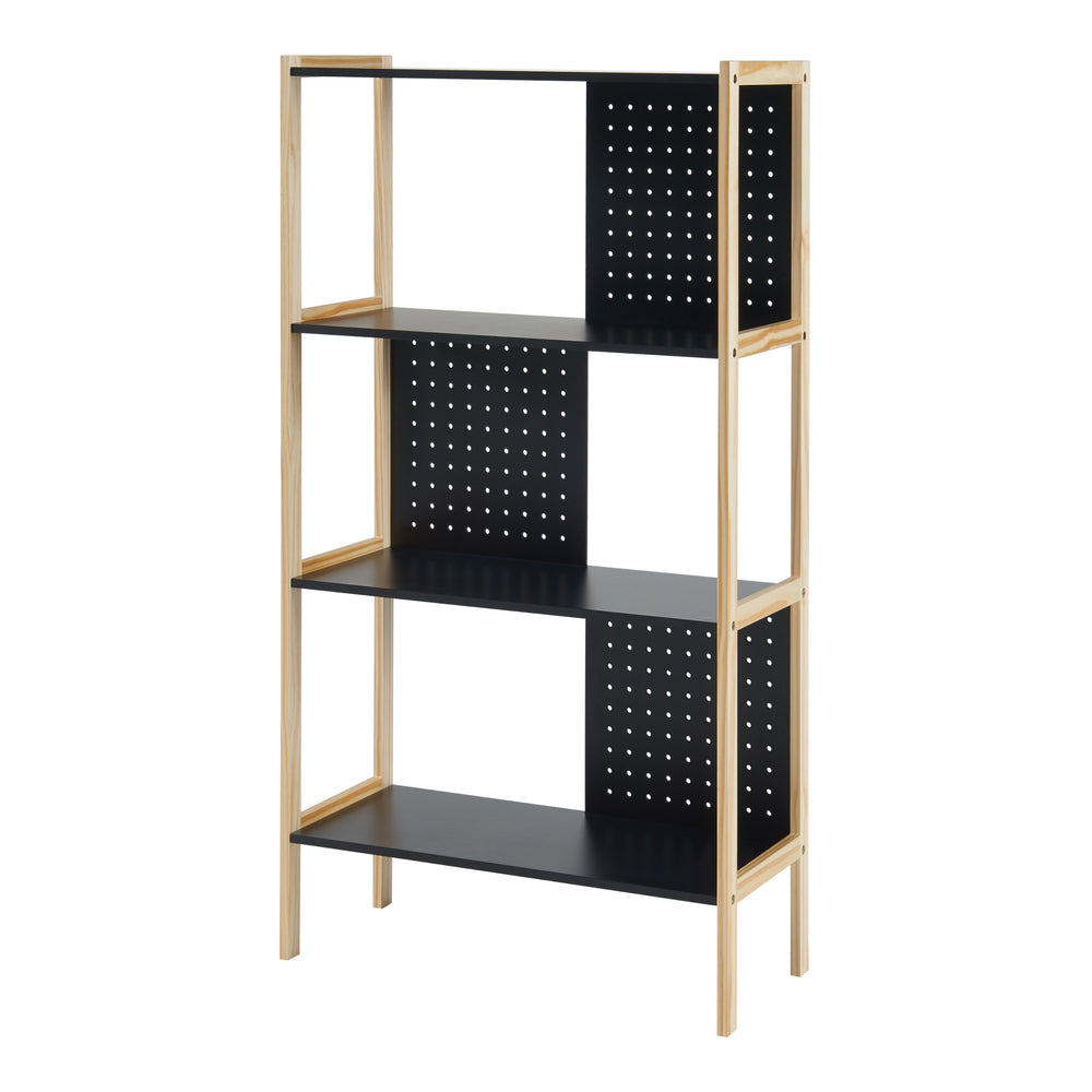 Standregal Dønna 120x63x28cm Schwarz/Holzfarben [en.casa] - premiumXL