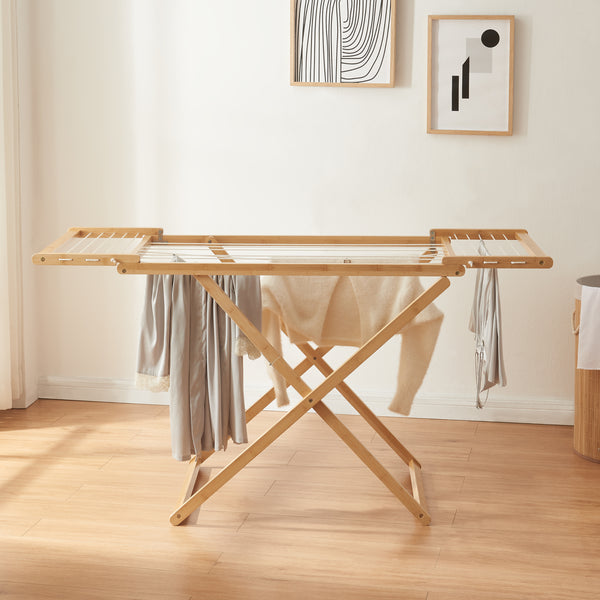 Składany konik na ubrania Fakala 154x59x82 cm bambus [en.casa]