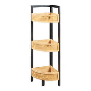 Tervola półka narożna 80x23x23 cm czarna/bambus [en.casa]