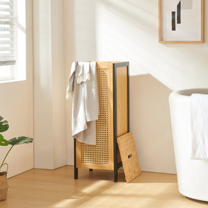 Kosz na pranie Tervola 51 L czarny/bambus [en.casa]