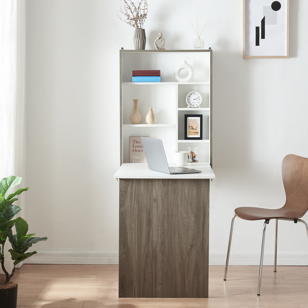 Składany stolik ścienny Greve biały / wygląd drewna [en.casa]