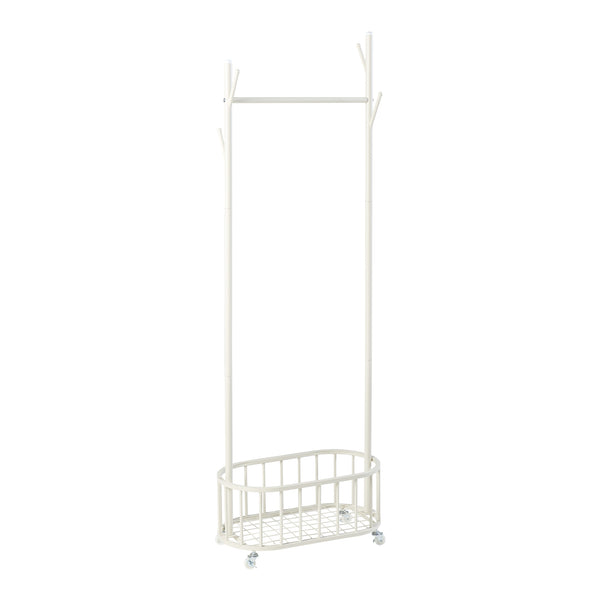 Stojak na ubrania na kółkach Risør stalowy biały [en.casa]