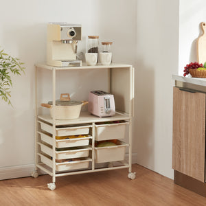 Wózek Sørfold z pudełkami 100x37x85cm Biały [en.casa]