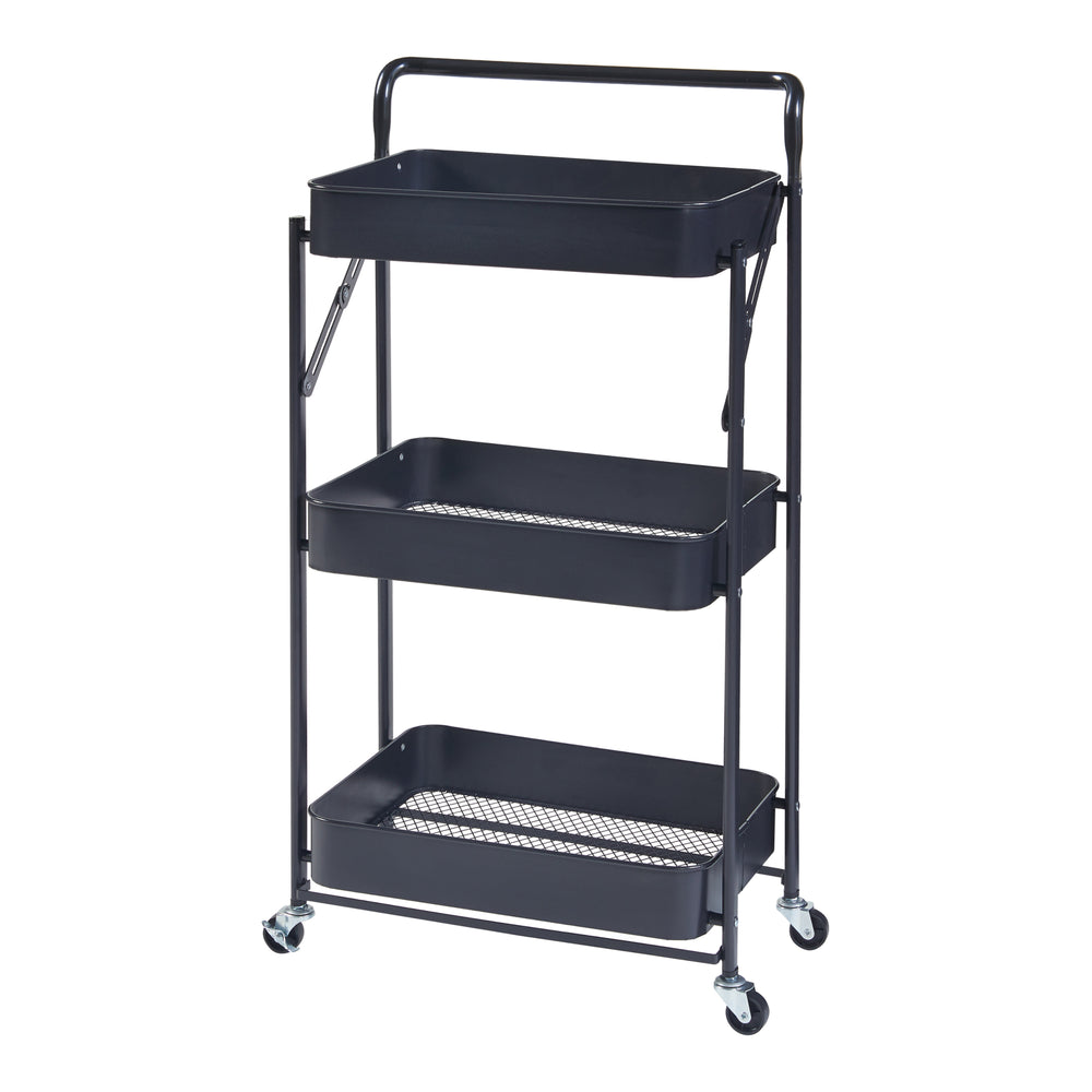 Wózek Vörå z 3 poziomami 88x45x30cm czarny [en.casa]