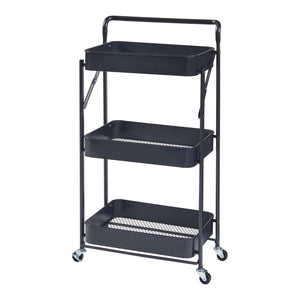 Wózek Vörå z 3 poziomami 88x45x30cm czarny [en.casa]