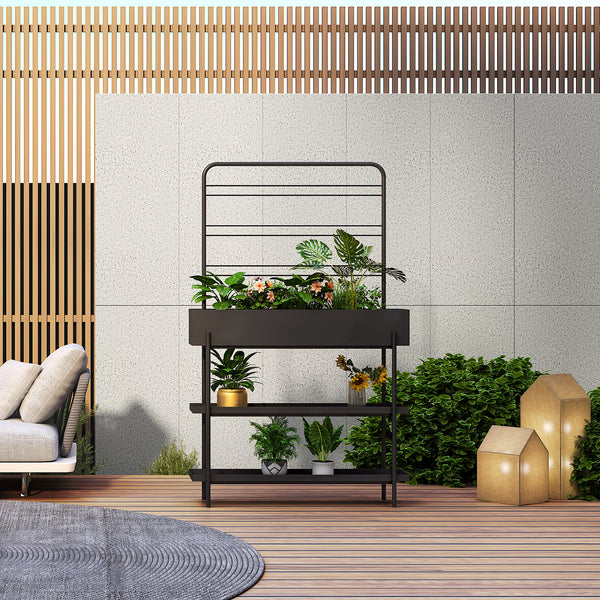 Stojak na rośliny zewnętrzne Aalsmeer metal 154x96x24 cm czarny [casa.pro]