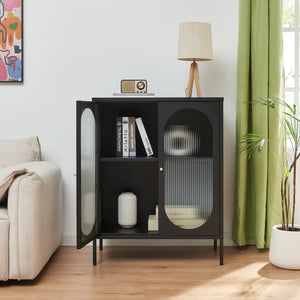 Kredens Karlskrona 102x80x40 cm czarny, matowy [en.casa]