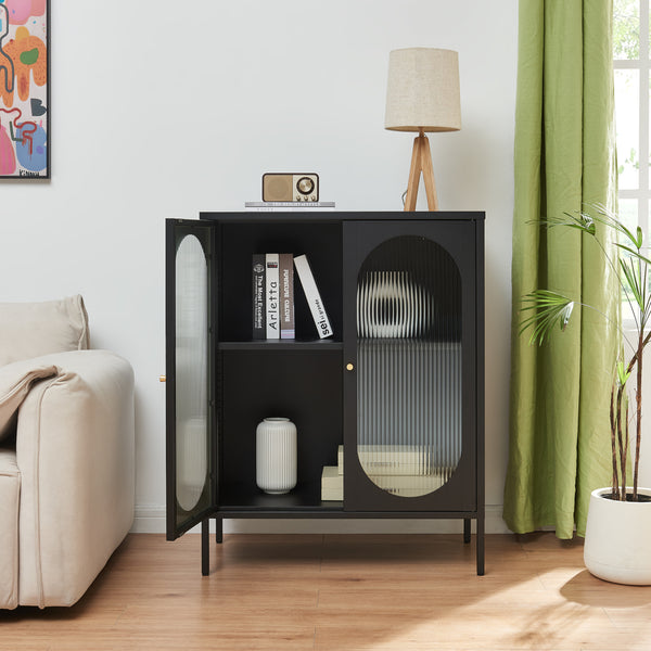 Kredens Karlskrona 102x80x40 cm czarny, matowy [en.casa]