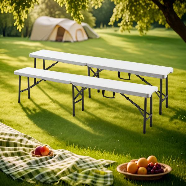 Zestaw ławka składana Ljusnarsberg 2-częściowy Biały [en.casa]