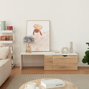 Stolik boczny Österåker 100x47,5x40 cm wygląd drewna/biały [en.casa]