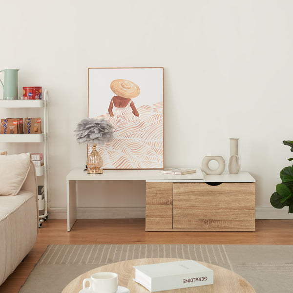 Stolik boczny Österåker 100x47,5x40 cm wygląd drewna/biały [en.casa]