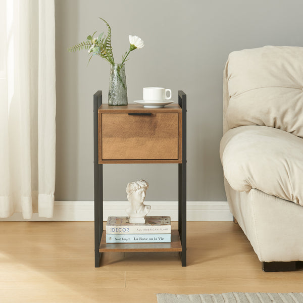 Stolik boczny Namsskogan 62x33x32cm orzechowy wygląd [en.casa]