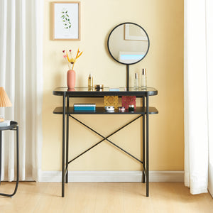 Toaletka Hjelmeland z lustrem 129x80x44 cm czarna [en.casa]