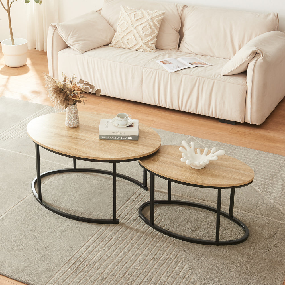 Satztisch Niederlande 2er Set Schwarz/Eiche [en.casa] - premiumXL