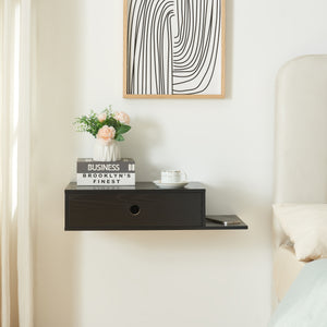 Półka ścienna Stor z szufladą 65x30x15 cm czarna [en.casa]