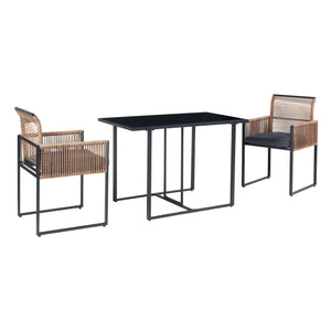 Accadia 3-częściowy zestaw mebli ogrodowych czarny/brązowy [casa.pro]