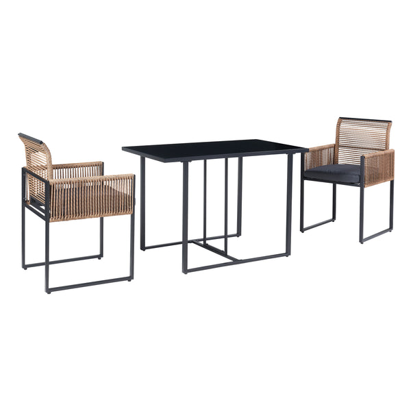 Accadia 3-częściowy zestaw mebli ogrodowych czarny/brązowy [casa.pro]