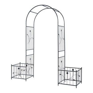 Łuk różany Barisciano z 2 skrzynkami na kwiaty czarny [casa.pro]