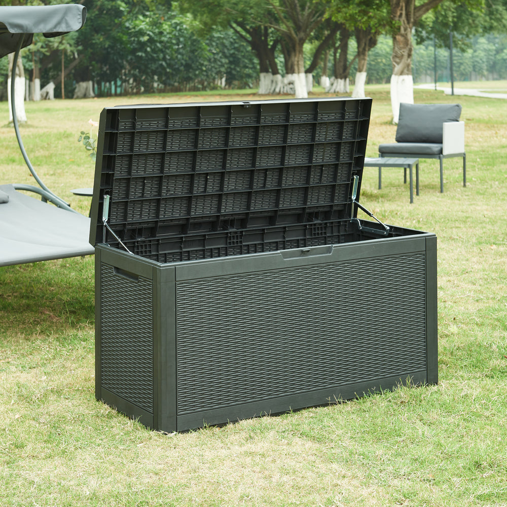 Aufbewahrungsbox Atella 122x54,5x65cm Schwarz, Rattanoptik [casa.pro] - premiumXL