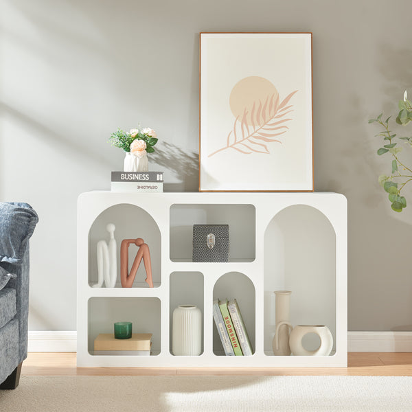 Kredens Vågå z otwartymi przegródkami 110x30x70 cm Biały [en.casa]