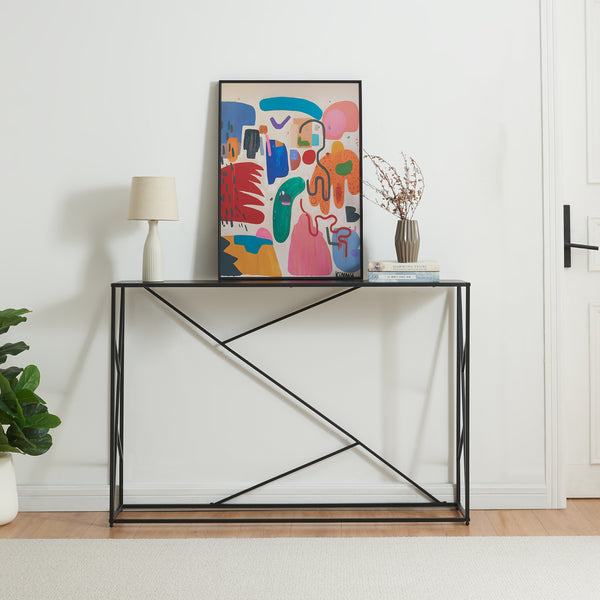 Stół konsolowy Rättvik 120x30x80 cm czarny [en.casa]