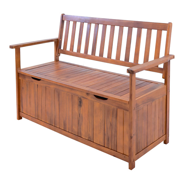 Ławka ogrodowa Avezzano z schowkiem 130x60x88cm Akacja z certyfikatem FSC® [en.casa]