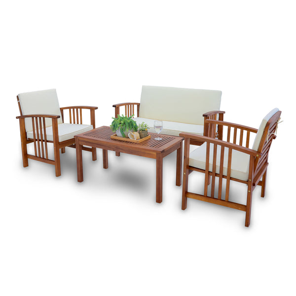 Zestaw mebli ogrodowych Brissogne 4 szt. drewno akacjowe z certyfikatem FSC® [en.casa]