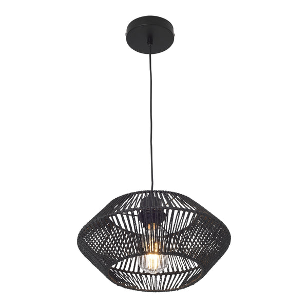 Lampa wisząca Amersham metal+rattan czarny [lux.pro]