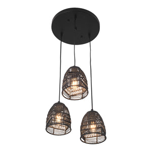 Lampa wisząca Andover metal+rattan czarna [lux.pro]