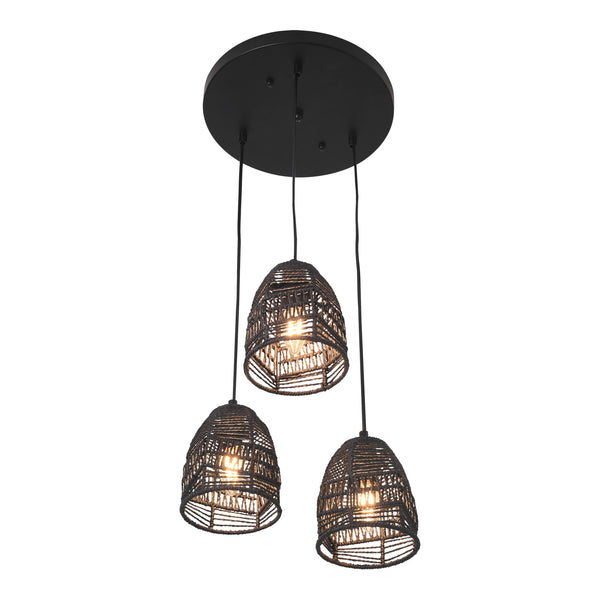 Lampa wisząca Andover metal+rattan czarna [lux.pro]