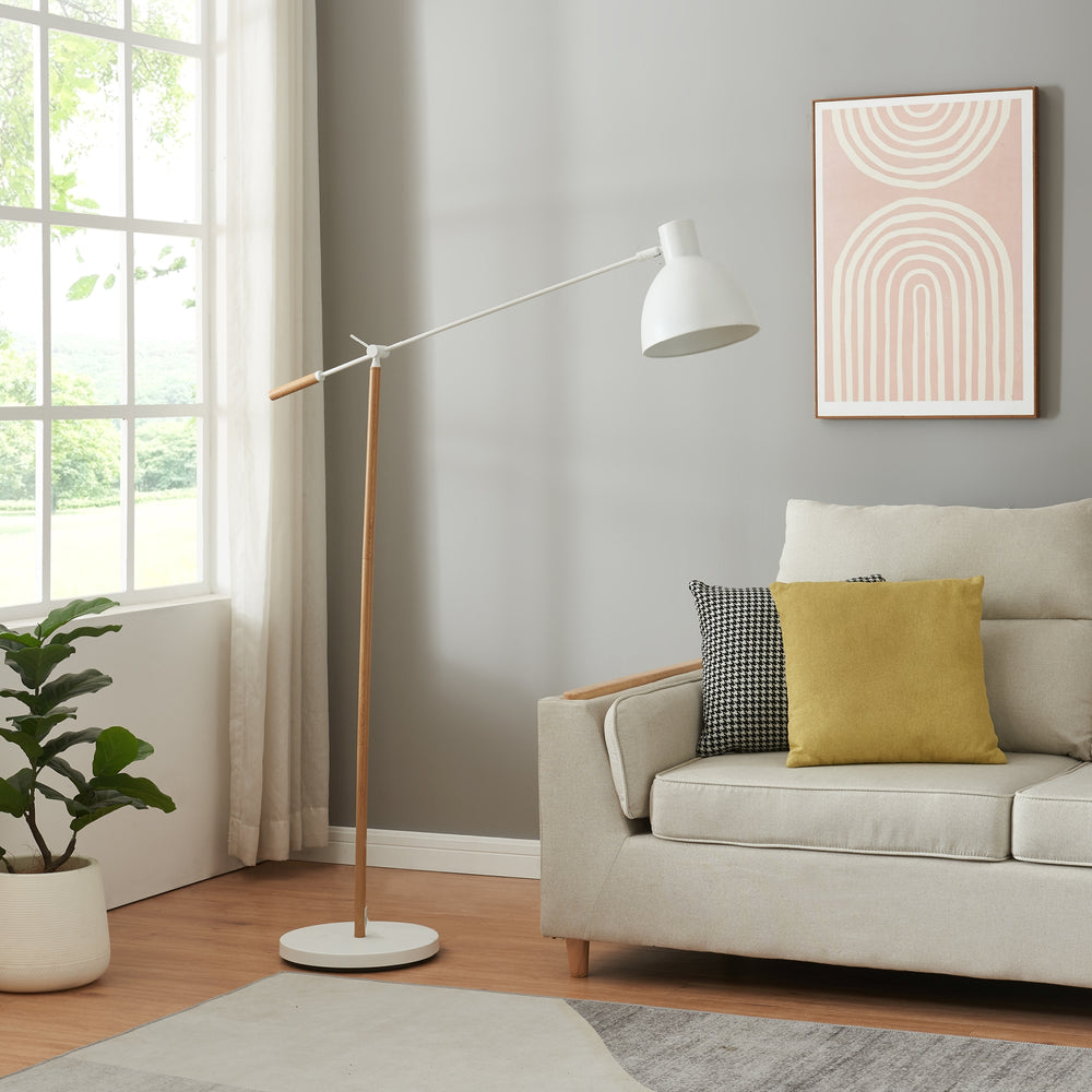 Stehleuchte Banchory Metall 163 cm Holzoptik/Weiß [lux.pro] - premiumXL