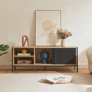 Szafka pod TV Tysnes 120x40x45 cm dąb/czarny [en.casa]