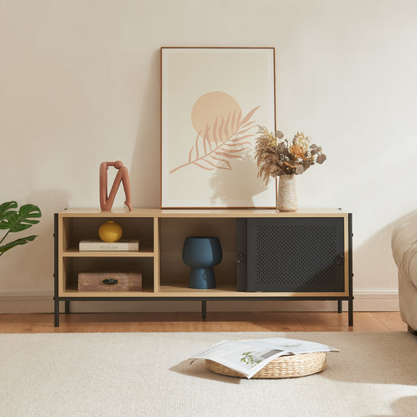 Szafka pod TV Tysnes 120x40x45 cm dąb/czarny [en.casa]