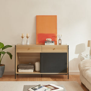 Szafka pod TV Tysnes 120x40x75 cm dąb/czarny [en.casa]