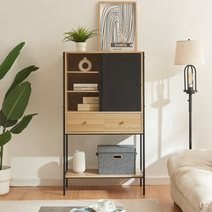 Szafka boczna Tysnes 140x80x40 cm czarny/dąb [en.casa]