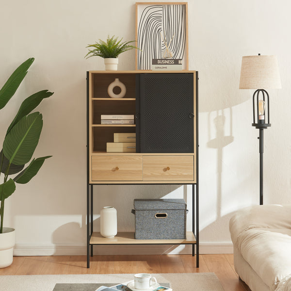 Szafka boczna Tysnes 140x80x40 cm czarny/dąb [en.casa]